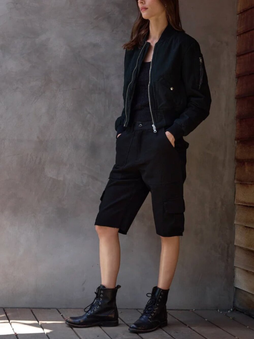 $398 NWT NSF Black Bomber Reyes Shrunken Quilted Cotton Jacket size Medium